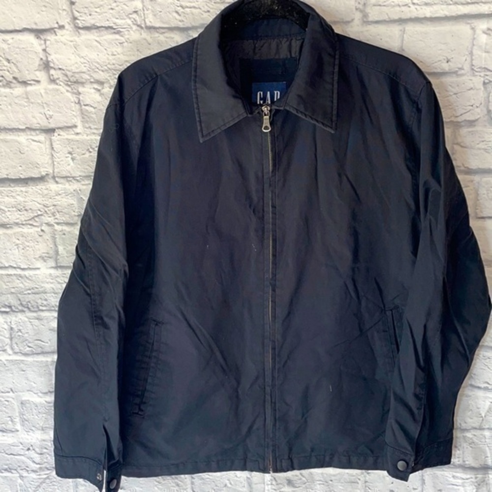 GAP Vintage Classic Black Nylon Full Zip Cotton Lined Jacket with Pockets